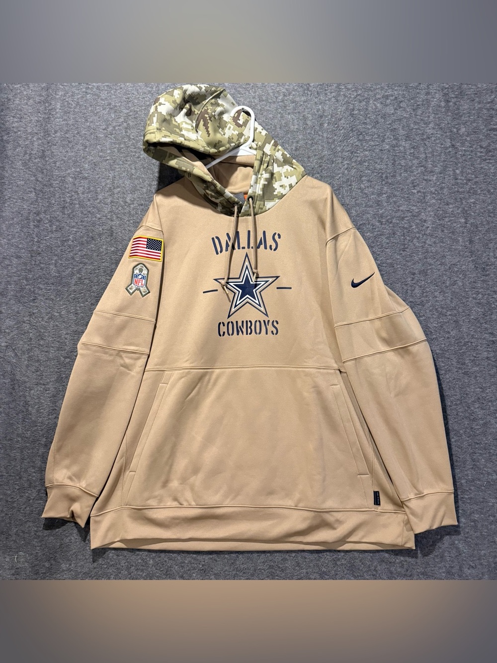 Dallas Cowboys Nike Salute to Service Hoodie Mens 3XL Tan Army Flag OnField NWT
